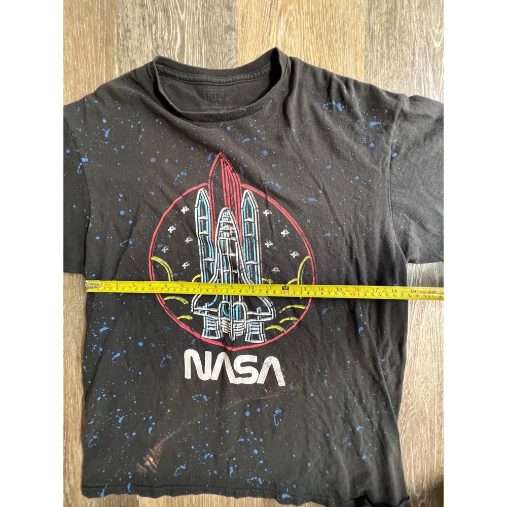 Freeze NASA Graphic Tee Mens Large Black Space Shuttle Galaxy Splatter Shirt - Picture 3 of 5
